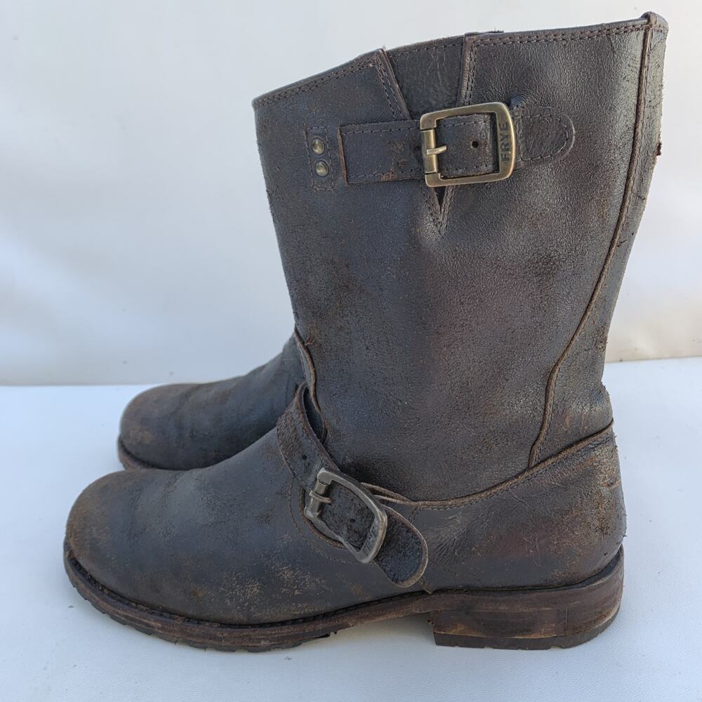Vintage Frye Brown Boots Men’s Sz 9 D Moto Combat Harness